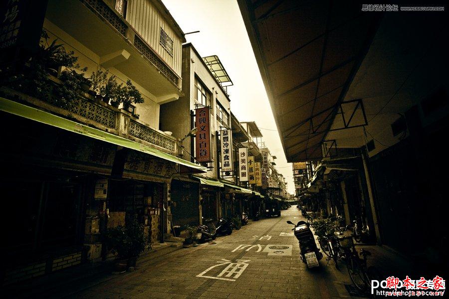 Photoshop将黑暗的街道照片调出HDR效果