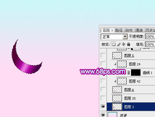 Photoshop制作可爱逼真的折叠紫色塑胶彩带文字