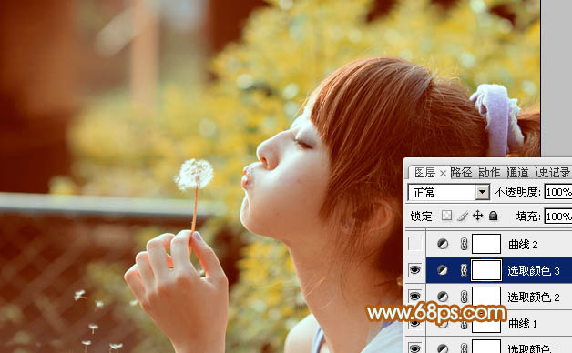 Photoshop为公园美女图片增加柔和的黄褐色效果