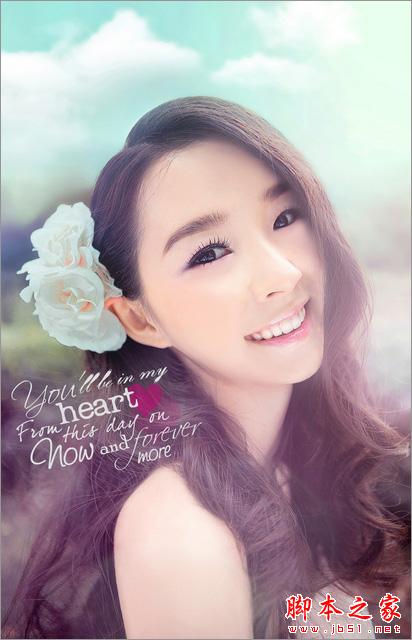 Photoshop为偏暗的外景美女图片增加清爽甜美的青紫色