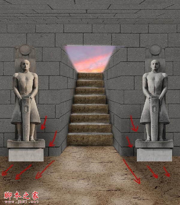 Photoshop制作逼真的古老神秘的法老古墓入口