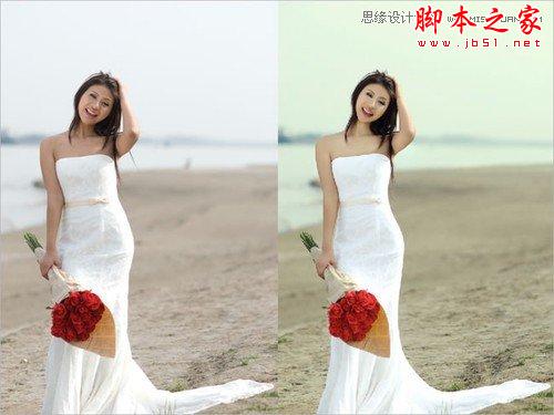 Photoshop为海边沙滩美女润色及美化调出柔美的暖色调