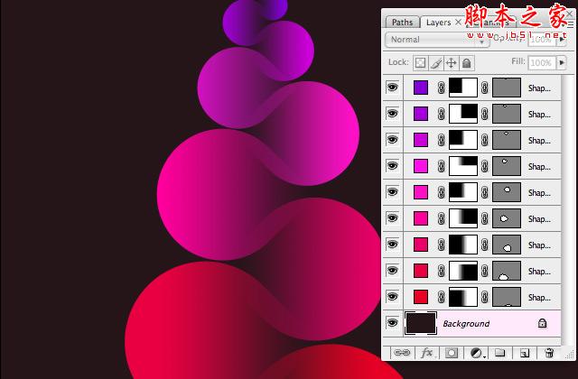 Photoshop制作漂亮的潮流彩色水滴组合图形