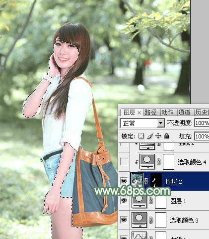 Photoshop为绿树下的美女图片加上唯美朦胧的淡绿色