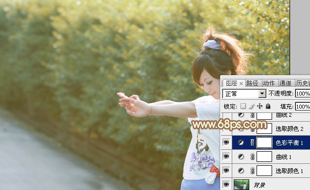 Photoshop给外景人物图片打造出柔美的秋季棕黄色
