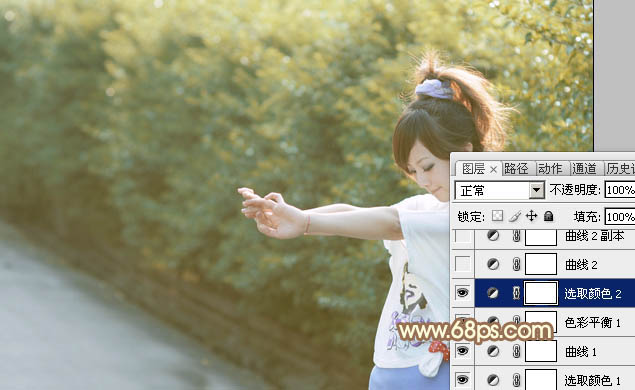 Photoshop给外景人物图片打造出柔美的秋季棕黄色