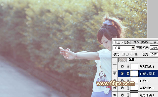 Photoshop给外景人物图片打造出柔美的秋季棕黄色