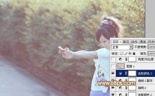 Photoshop给外景人物图片打造出柔美的秋季棕黄色