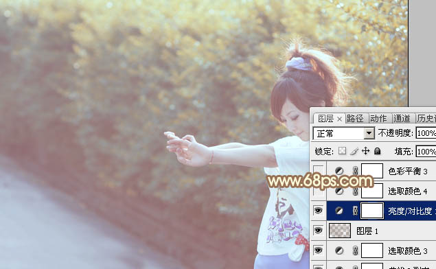 Photoshop给外景人物图片打造出柔美的秋季棕黄色