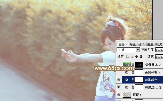 Photoshop给外景人物图片打造出柔美的秋季棕黄色