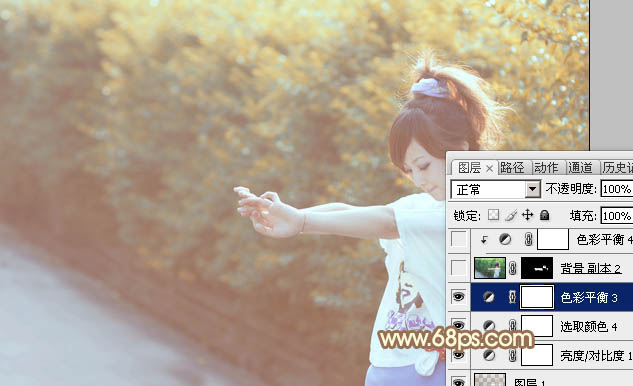 Photoshop给外景人物图片打造出柔美的秋季棕黄色