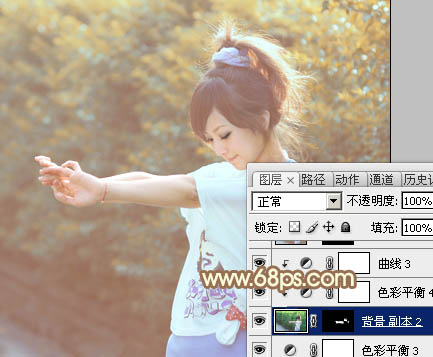 Photoshop给外景人物图片打造出柔美的秋季棕黄色