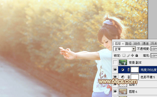Photoshop给外景人物图片打造出柔美的秋季棕黄色
