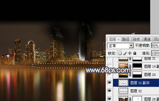 Photoshop合成制作站在拱桥上的华丽夜景婚片