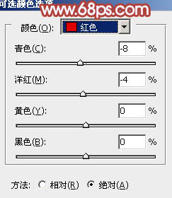 Photoshop为草地上的美女加上小清新的粉黄色