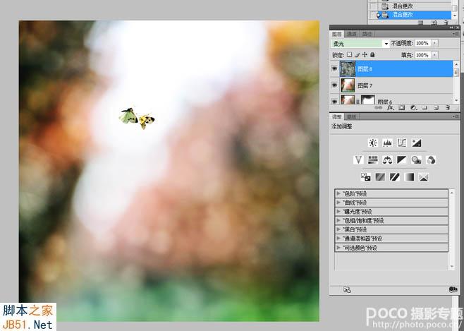 PS为飞舞的蝴蝶加上绚丽的光斑背景