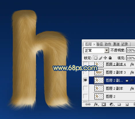 photoshop利用涂抹及减淡工具制作可爱的浅黄色毛发字
