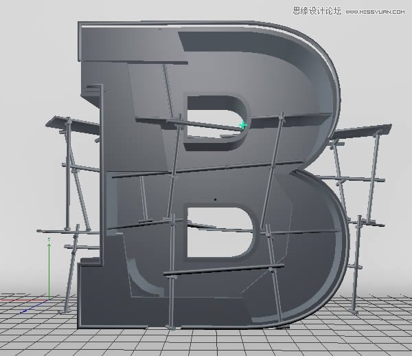 Photoshop结合C4D制作三维立体艺术字母B