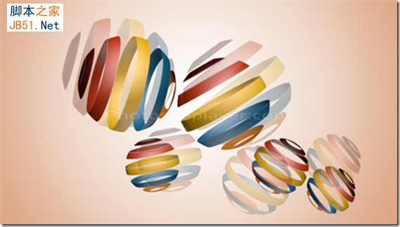 Photoshop设计时尚大气的3D彩色螺旋空中球体”