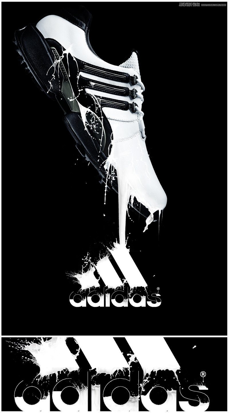 Photoshop合成制作出超酷的喷溅效果阿迪达斯球鞋海报”