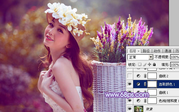 Photoshop为艳丽的美女婚片加上甜美的蓝紫色