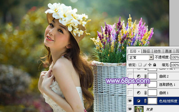 Photoshop为艳丽的美女婚片加上甜美的蓝紫色