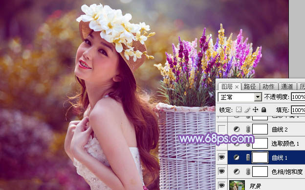 Photoshop为艳丽的美女婚片加上甜美的蓝紫色