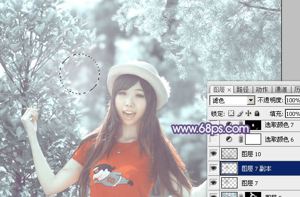 Photoshop将外景人物图片打造柔美的淡调青色