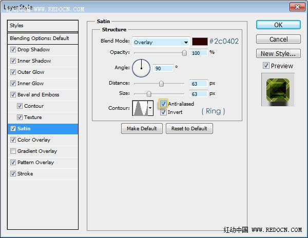 photoshop利用图案及图层样式制作绿色格子布纹水晶字