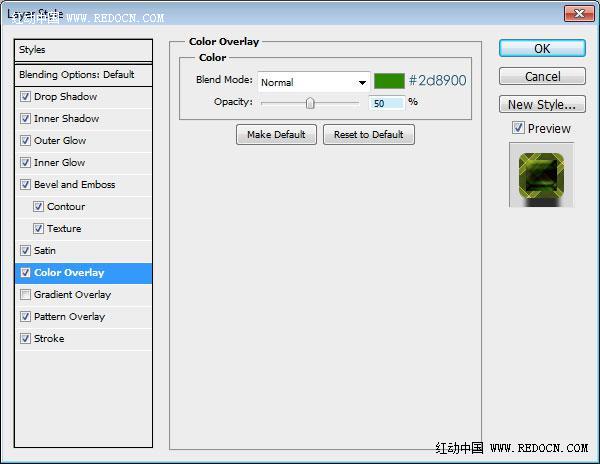 photoshop利用图案及图层样式制作绿色格子布纹水晶字