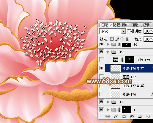 PS鼠绘超漂亮牡丹花 飞特网 PS鼠绘教程 PS鼠绘超漂亮金边牡丹花