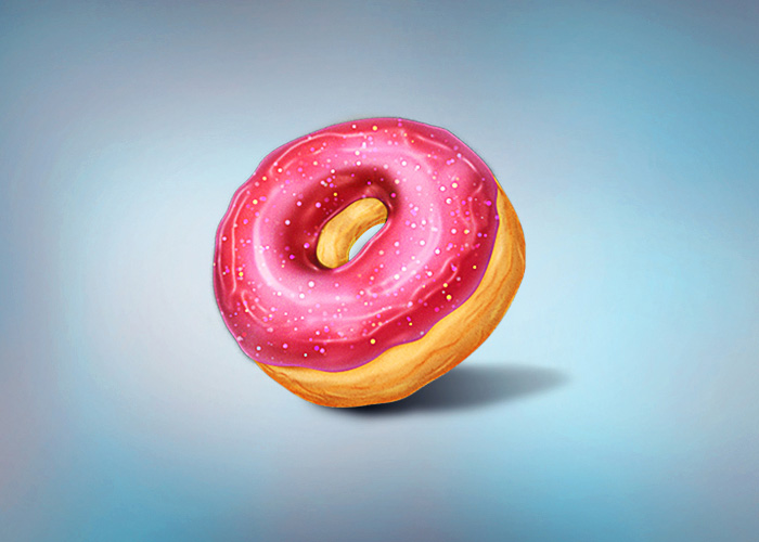 Photoshop绘制漂亮的草莓味双层甜甜圈饼干”