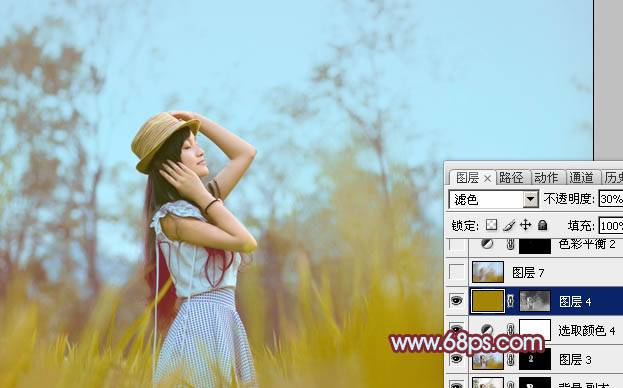 Photoshop为外景人物图片调制出韩系中性黄褐色