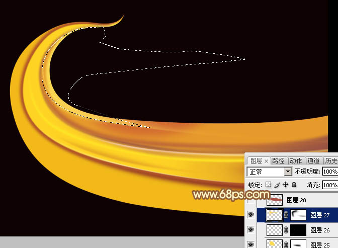 Photoshop设计制作出绚丽的飞翔金色叠加光束
