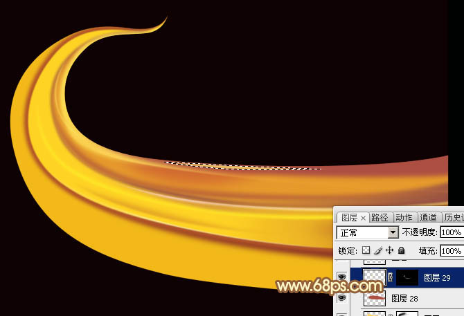 Photoshop设计制作出绚丽的飞翔金色叠加光束