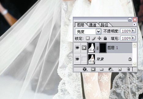 photoshop利用灰色通道完美抠出穿婚纱的模特换背景