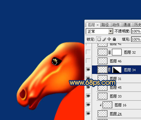 Photoshop制作精致的金色马头