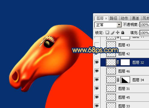 Photoshop制作精致的金色马头