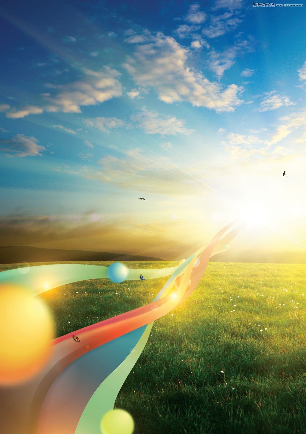 Photoshop为夏季田野打造出梦幻蒙太奇场景