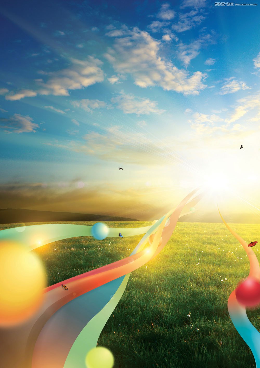 Photoshop为夏季田野打造出梦幻蒙太奇场景