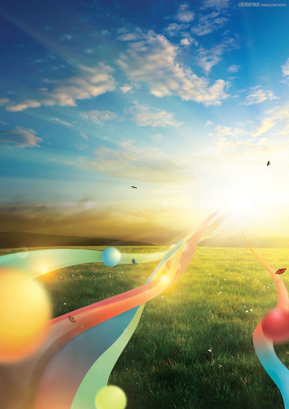 Photoshop为夏季田野打造出梦幻蒙太奇场景