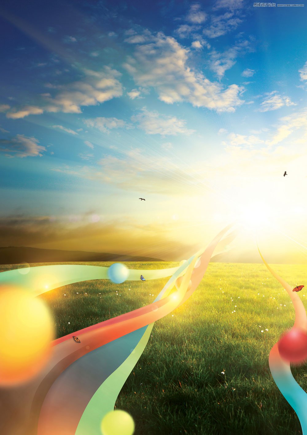 Photoshop为夏季田野打造出梦幻蒙太奇场景