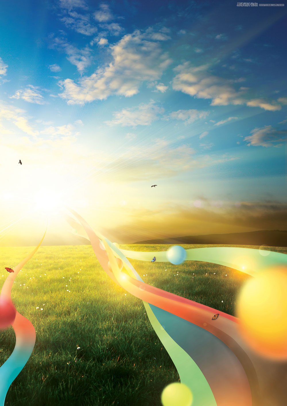 Photoshop为夏季田野打造出梦幻蒙太奇场景