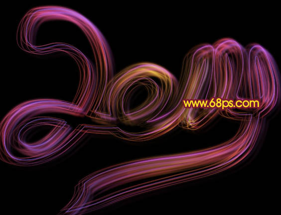 Photoshop设计打造出漂亮的透明2014彩色光丝连写字
