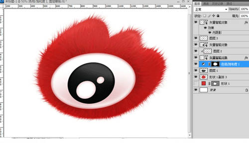 Photoshop制作毛绒绒的红色玩具眼睛