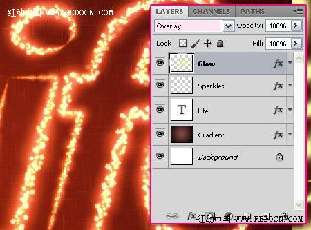 ps利用画笔及描边路径制作漂亮的火花字