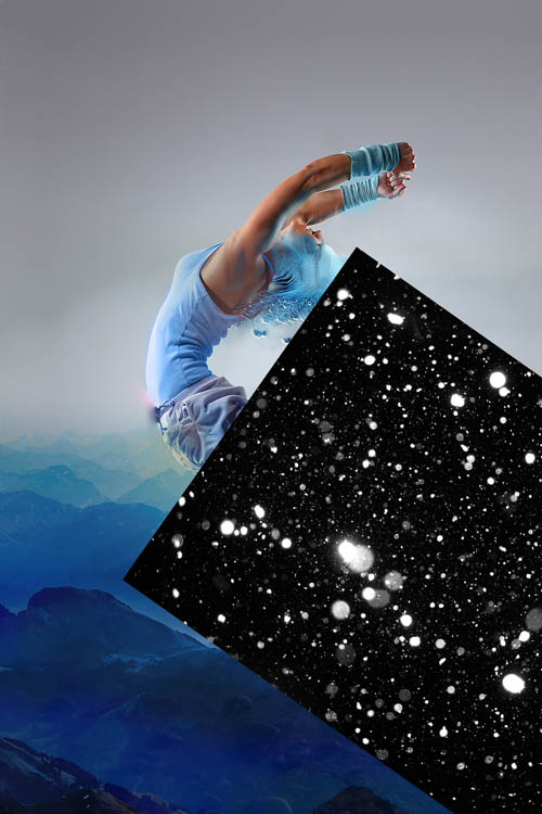 PS合成抽象的蓝色舞者天使