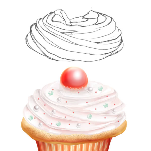 PS鼠绘制做一个甜美的奶油蛋糕