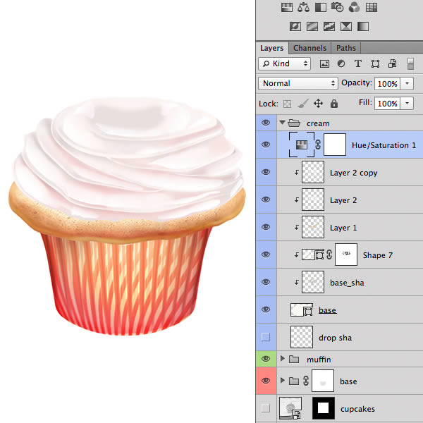PS鼠绘制做一个甜美的奶油蛋糕