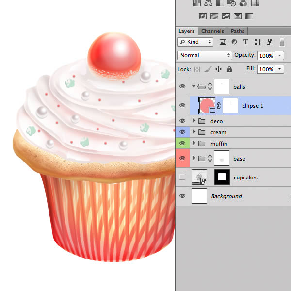 PS鼠绘制做一个甜美的奶油蛋糕